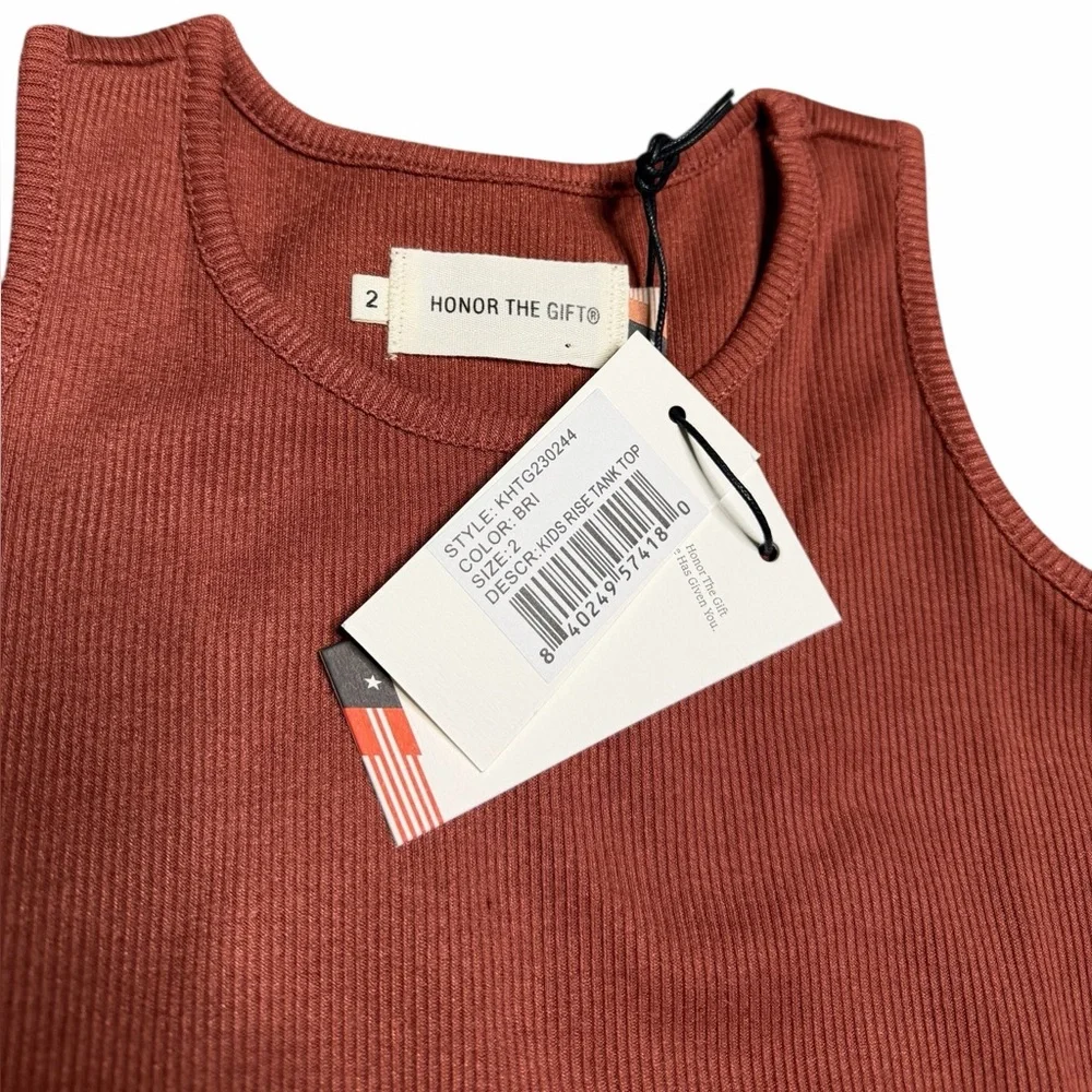Honor The Gift Boys Ribbed Tank Top Size 7–8 Brown/Brick Color HTG‎ Logo NWT